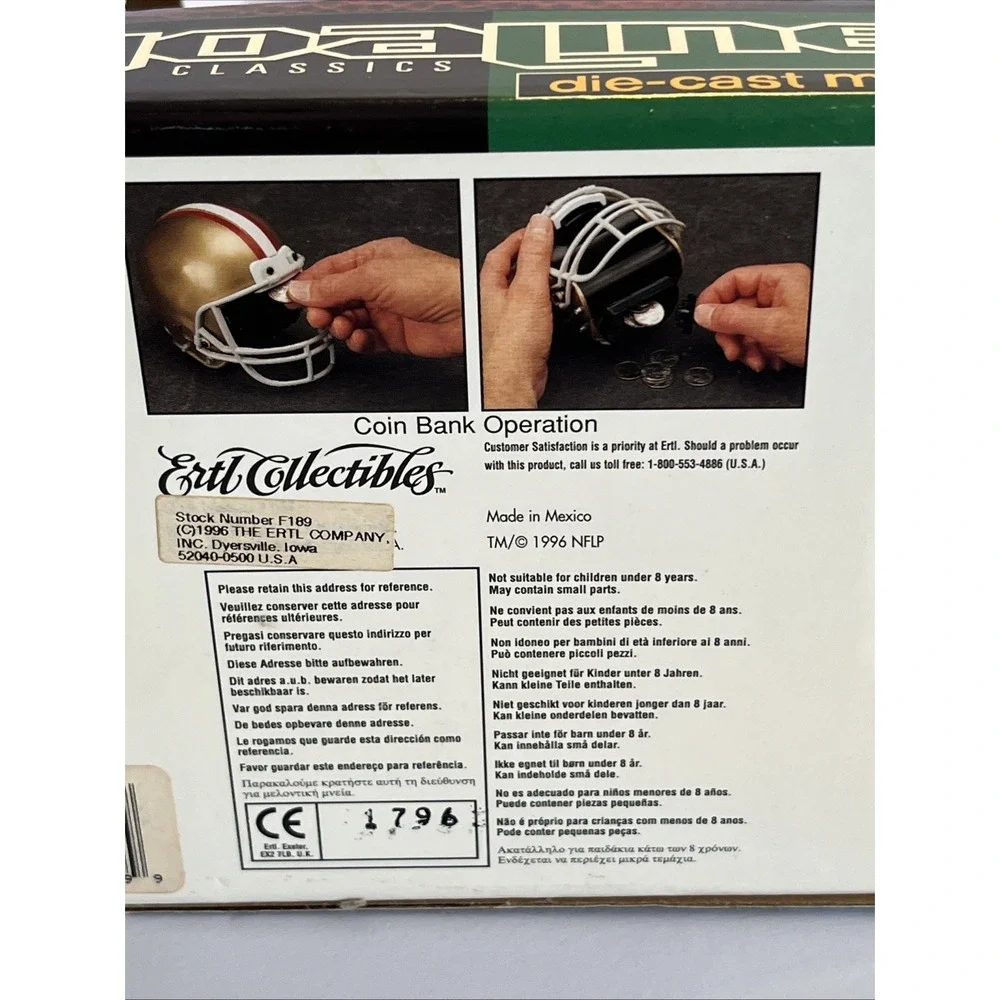NEW Chicago Bears Die Cast Helmet Coin Bank 1996 Metal NFL Ertl Keylock